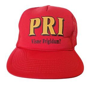 Vintage 80s Mesh Trucker Rope‎ Hat Latin Do You Want A Cold One Red Snapback
